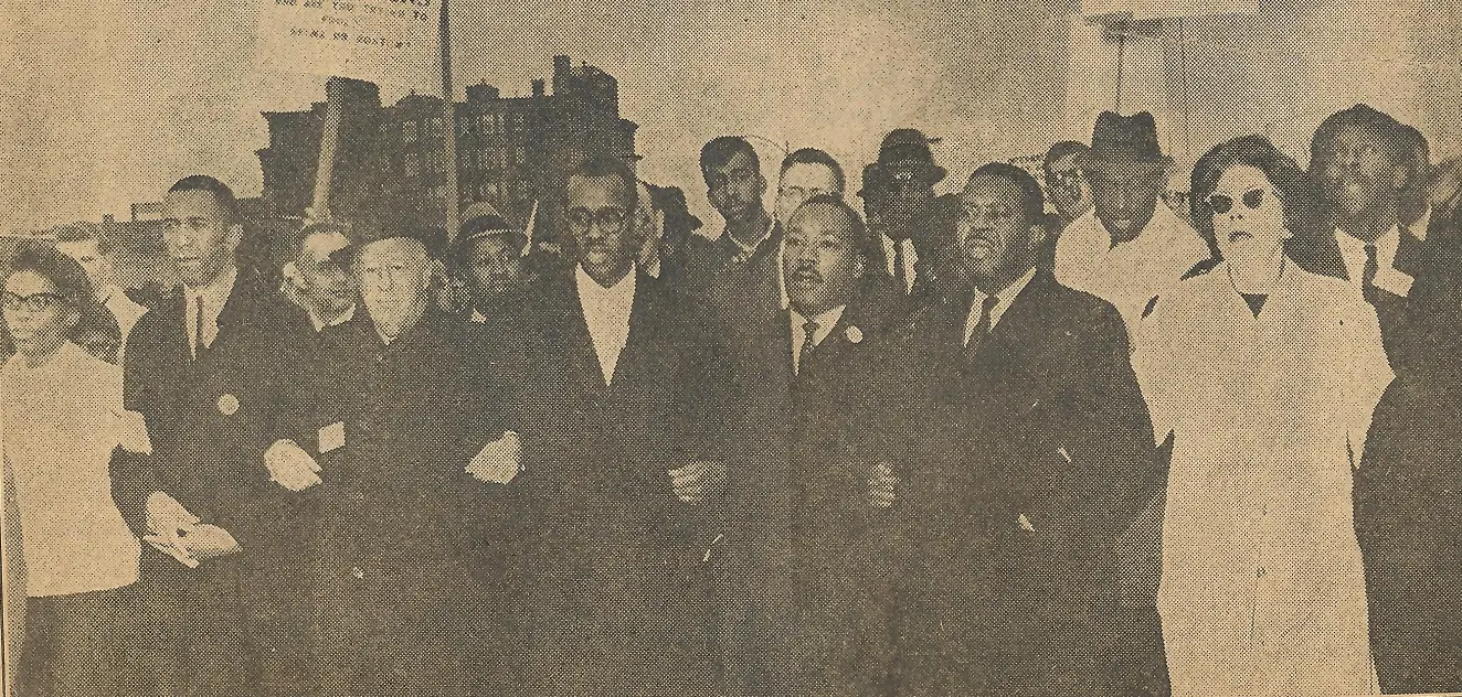Joyce Grant marching with Martin Luther King Jr